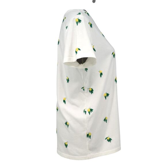 Lucky Brand Top Womens Large White Cotton Embroidered Lemons T-shirt Novelty - Picture 5 of 15
